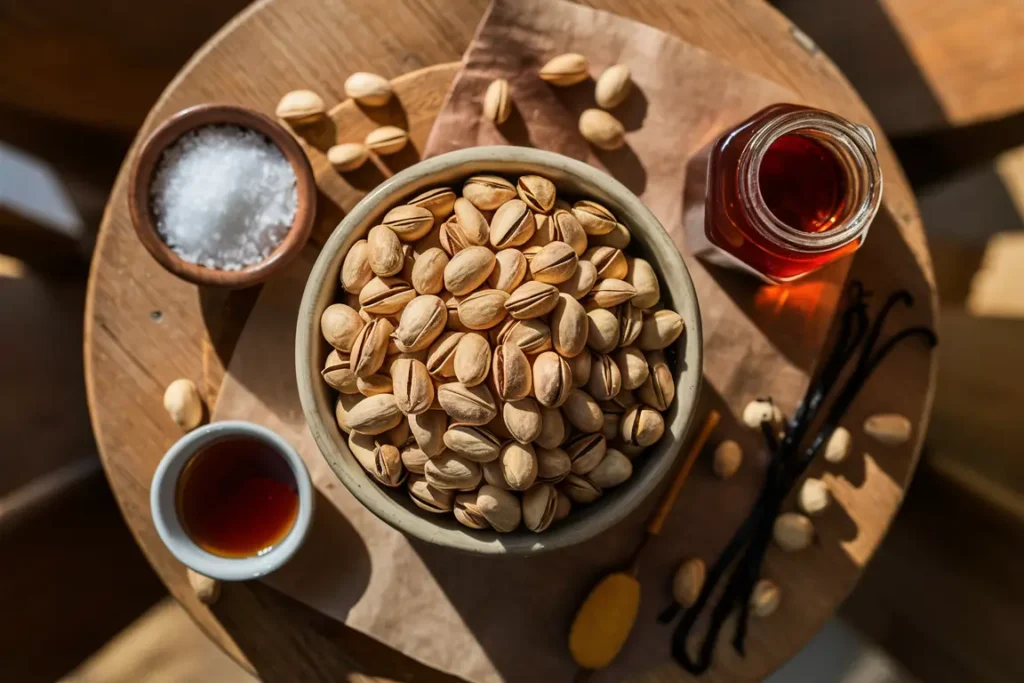 Ingredients for homemade pistachio butter