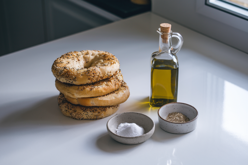 Bagel chips ingredients laid out