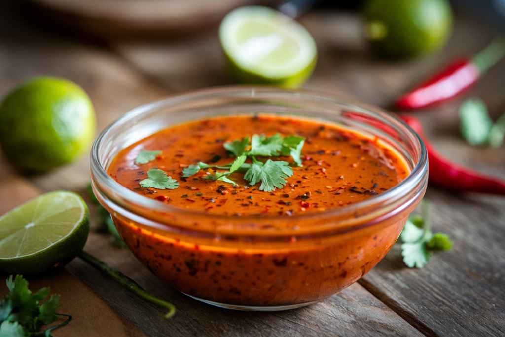 Freshly made chicken fajita marinade in a bowl