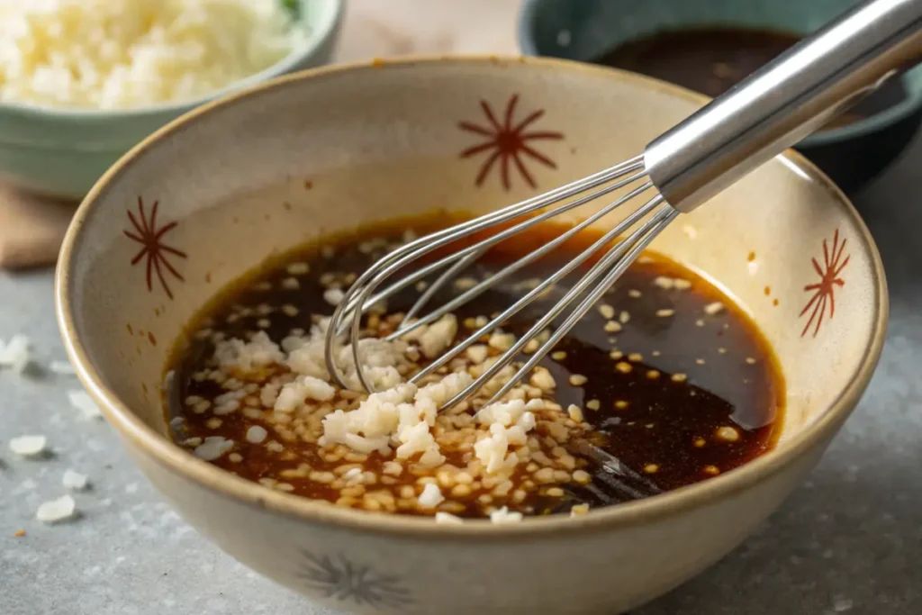 Mixing marinade for Din Tai Fung cucumber recipe