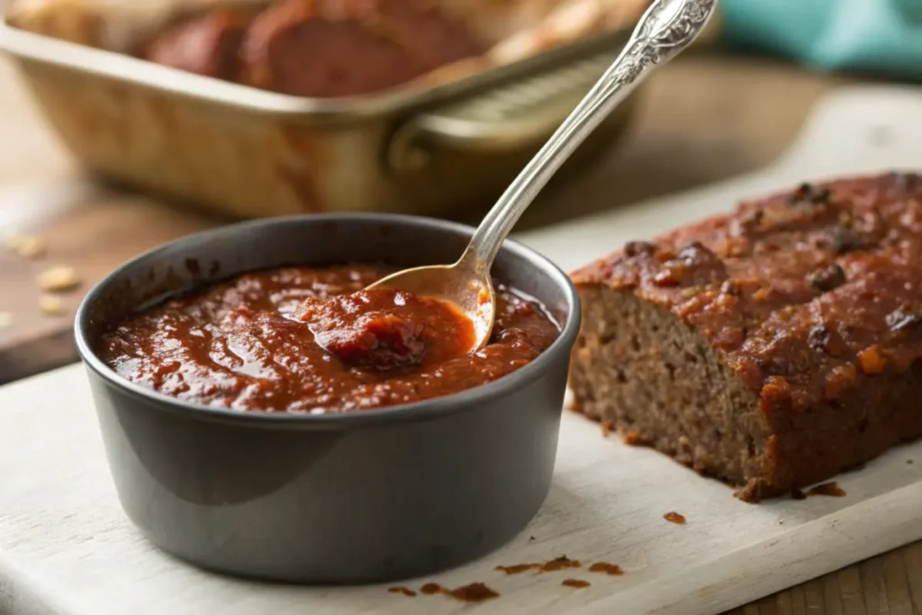 Meatloaf sauce recipe close up.