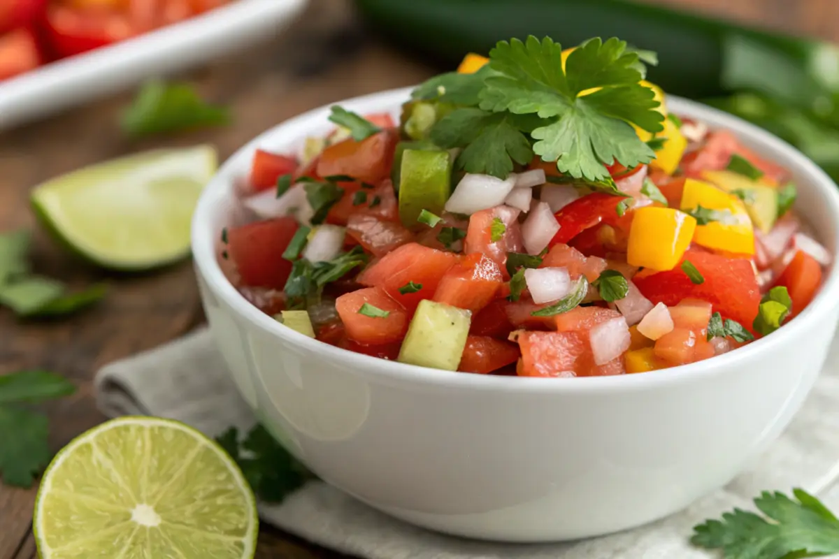 Fresh homemade pickle de gallo in a bowl.