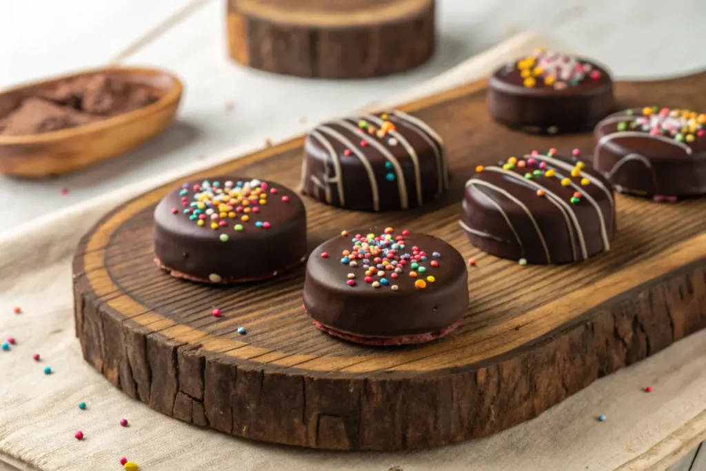 Delicious chocolate covered Oreos on a plate