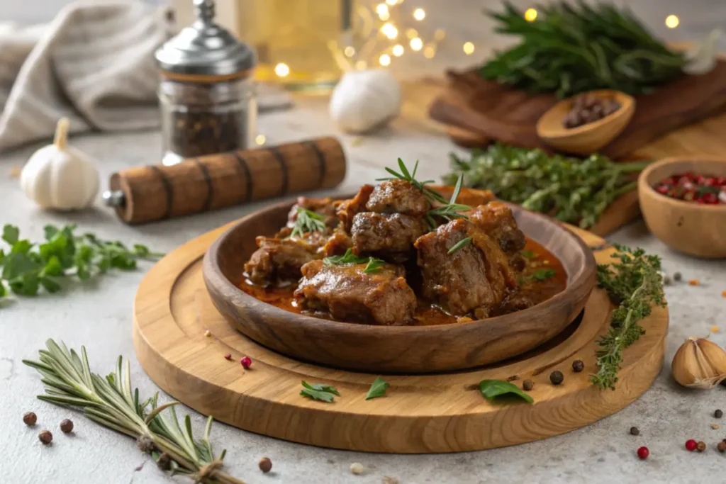 Tender turkey necks simmering in savory broth