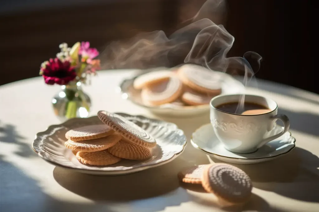 Wafer cookies served with coffee