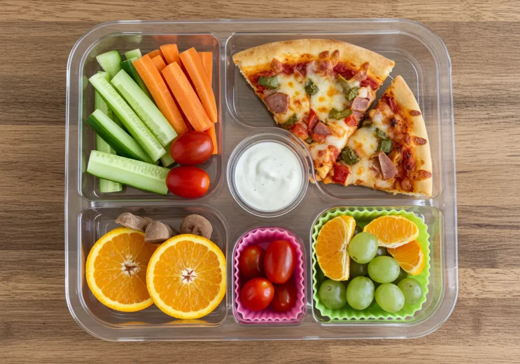 How do you pack pizza for school lunch?