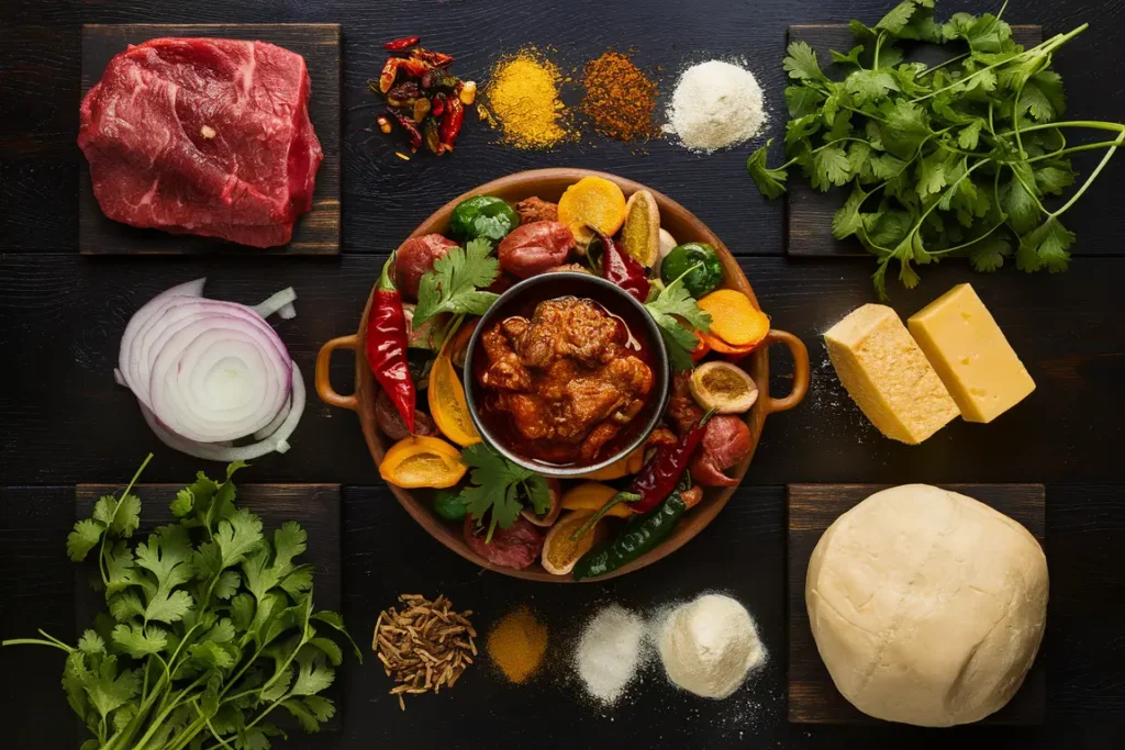 Ingredients for birria bombs on a table