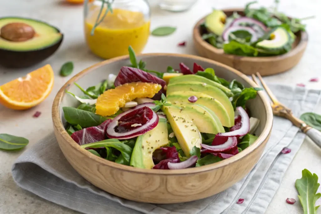 Vibrant radicchio avocado salad with fresh ingredients