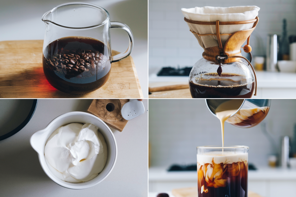 Items for making vanilla sweet cream cold brew