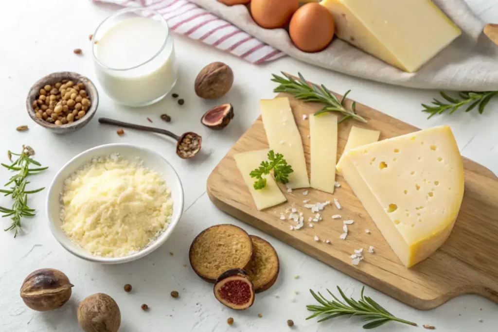 Ingredients for a Gruyere recipe