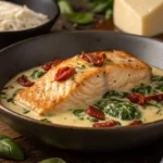 Marry Me Salmon cooking in a creamy sauce