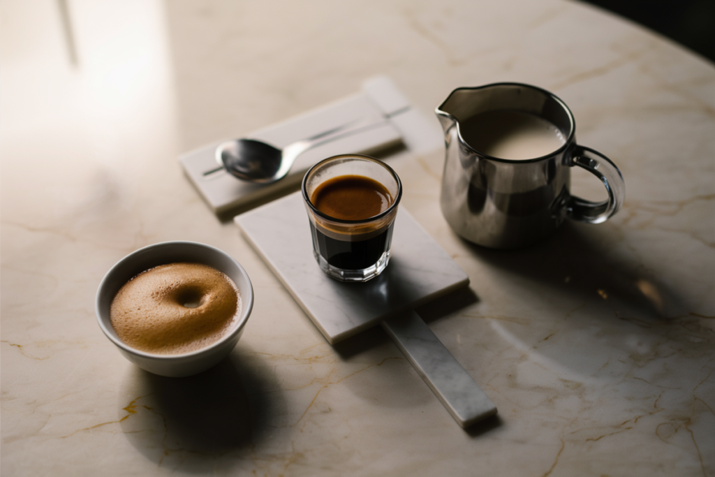 Essential ingredients for a cappuccino and latte.